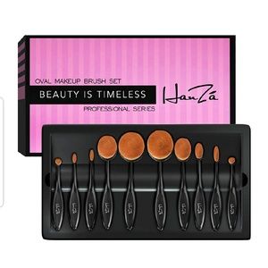 NEW 10 PIECE Professional Oval Makeup Brush Set